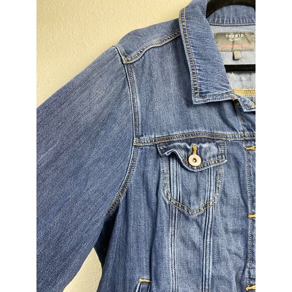 Torrid Blazer Blue Jean‎ Jacket Womens Plus size 3X Denim Classic Closet staple - Picture 14 of 14